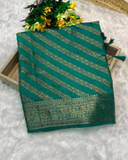 Rama Green Colour Vichitra Silk Swarovski Work Saree