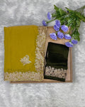 Mustard Yellow Colour Shimmer Silk Saree with Contrast Blouse Piece