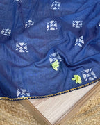 Indigo Colour Batik Cotton Saree