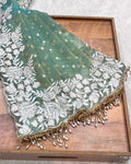 Peacock Blue Colour Shimmer Fandy Saree