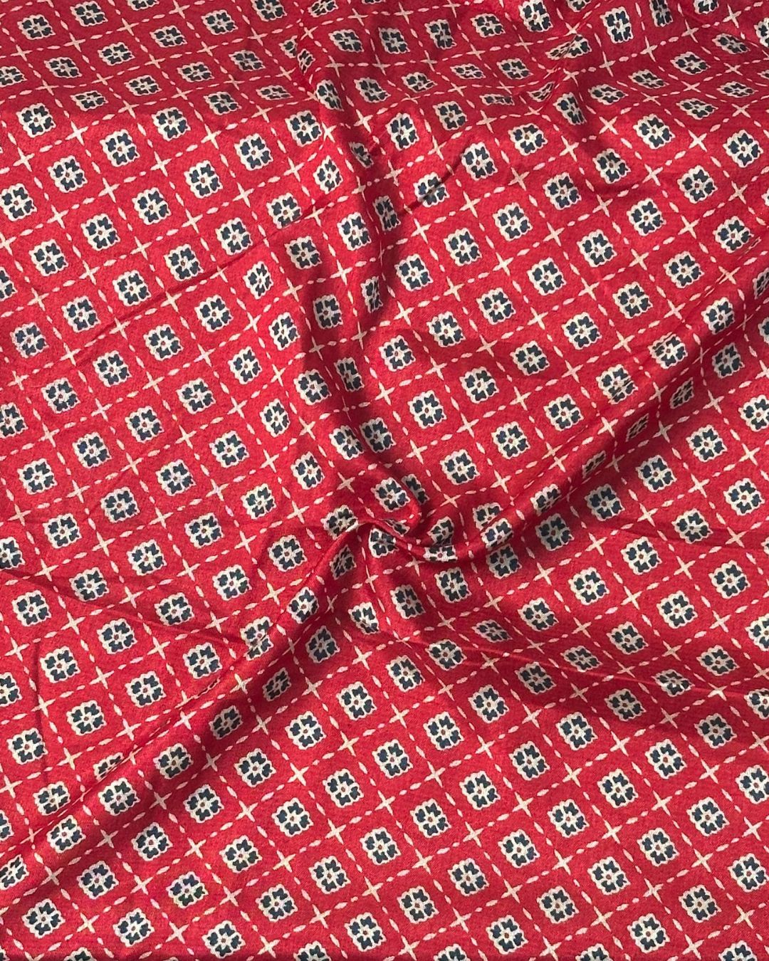Petrol Blue Colour Ajrakh Print Mirror work Saree