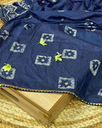 Indigo Colour Batik Cotton Saree