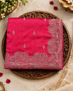 Pink Colour Vichitra Silk Thread Wok Border Design Saree