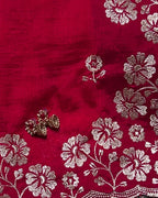 Cherry Pink Colour Vichitra Silk Cut Wok Border Saree