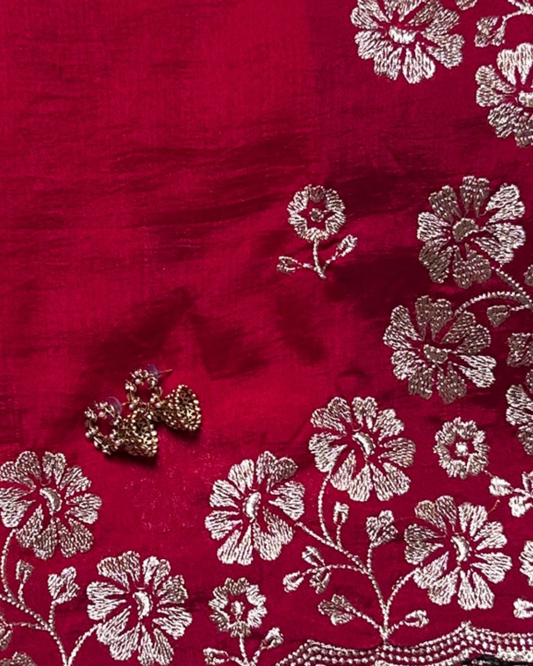 Cherry Pink Colour Vichitra Silk Cut Wok Border Saree
