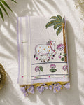 Lavender Colour Thread work Cotton Saree