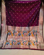 Wine Colour Silk Paithani Saree