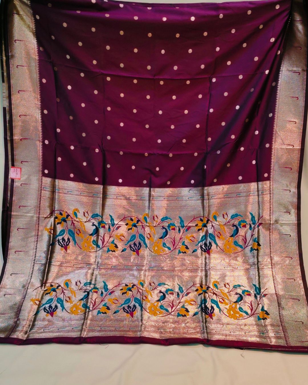 Wine Colour Silk Paithani Saree