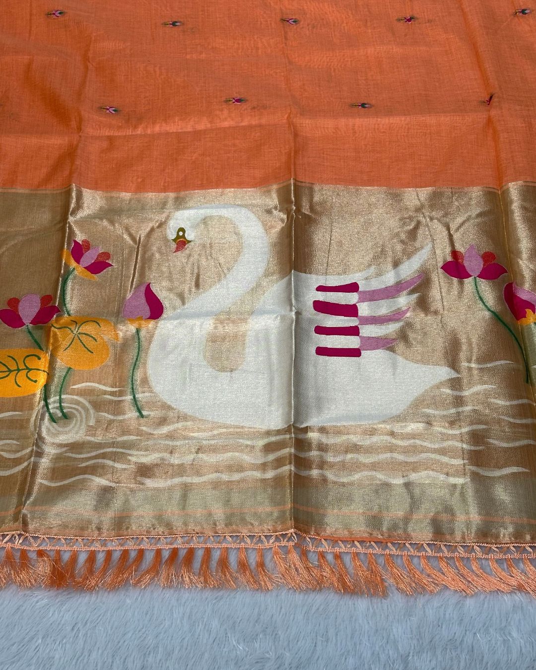 Orange Colour Jamdani Cotton Saree
