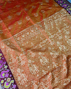 Orange Colour Dual-Shade Saree with Patola Design Border