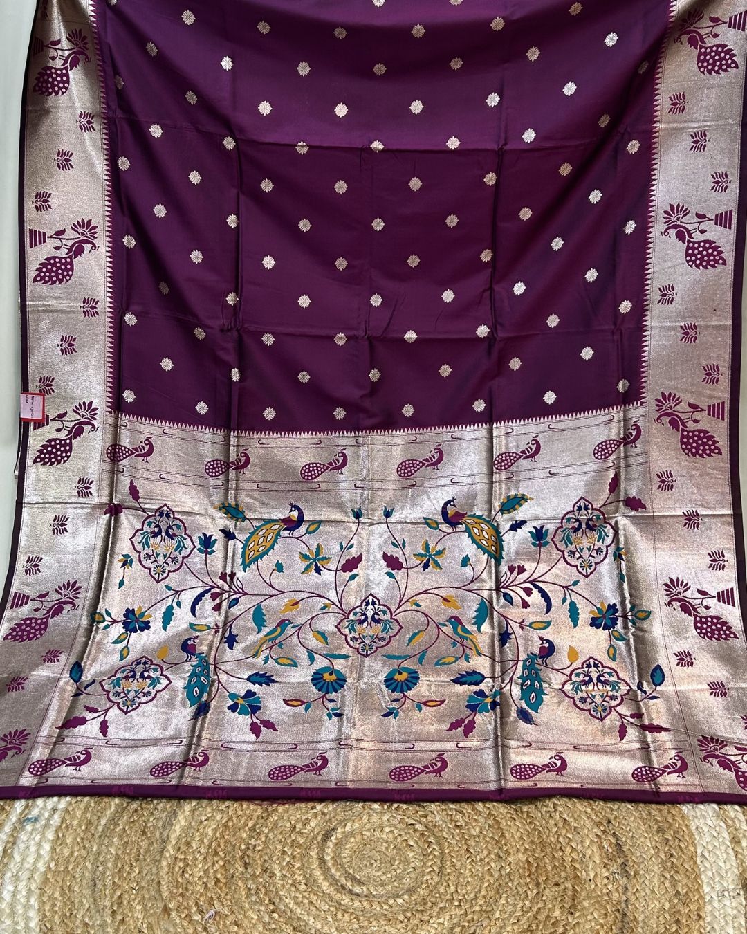 Wine Colour Silk Paithani Saree