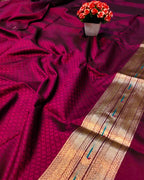 Wine Colour Silk Paithani Saree