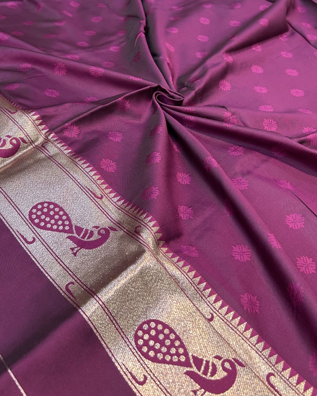 Wine Colour Silk Paithani Saree