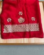 Peacock Green Colour Art Silk Work Saree with Contrast Blouse