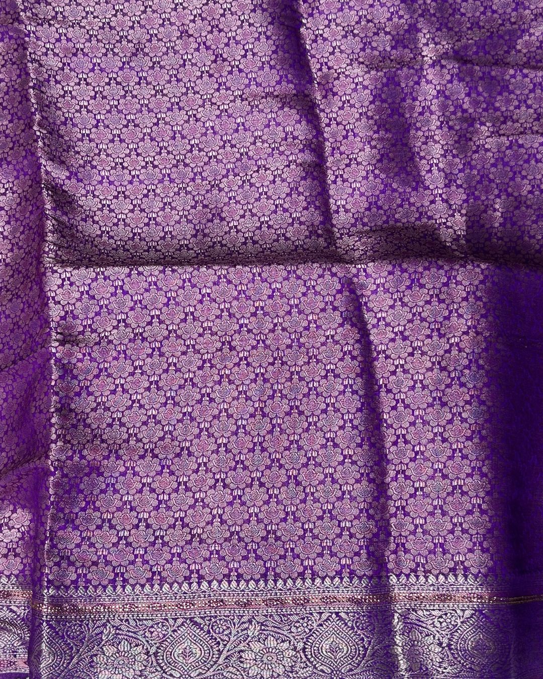 Purple Colour Shimmer Georgette Saree With Swarovski Work