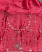Pink Colour Vichitra Silk Thread Wok Border Design Saree
