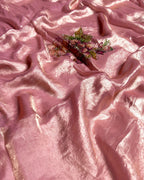 Rose Pink  Colour Organza Saree with Floral Applique work