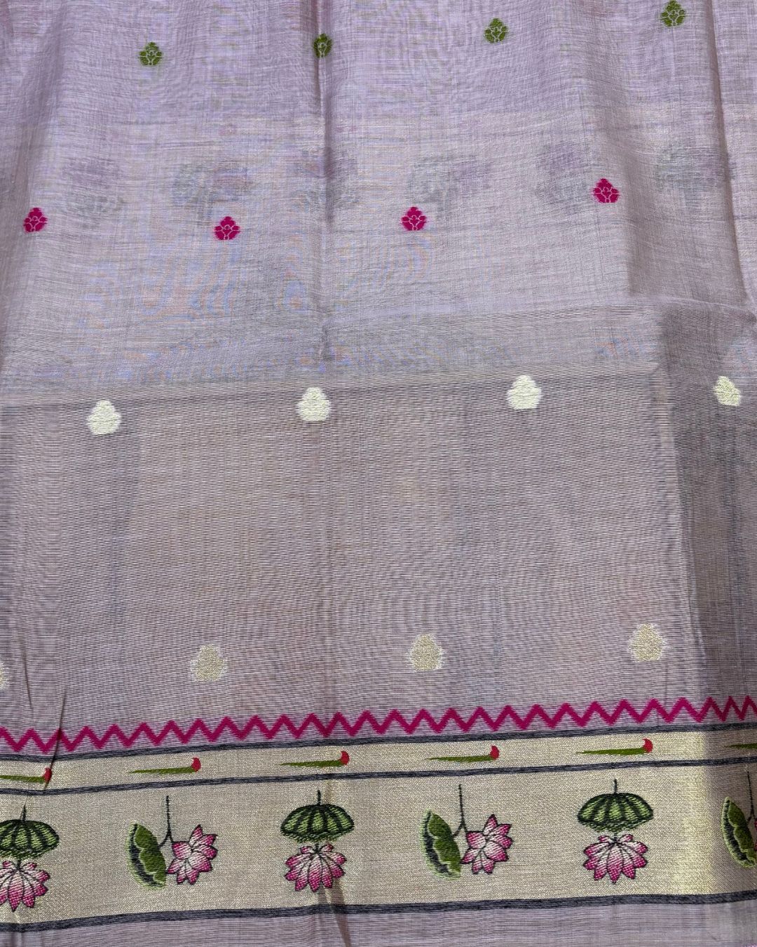 Lavender Colour Thread work Cotton Saree