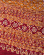 Mustard Yellow  Colour Ajrakh Print Mirror work Saree