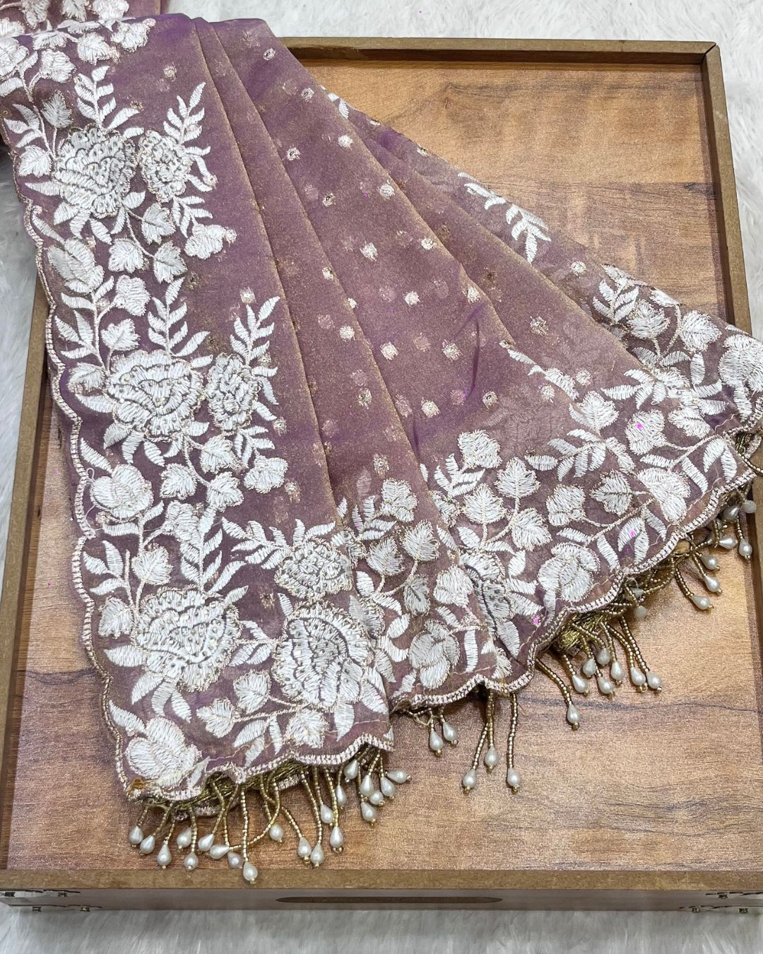Onion Pink Colour Shimmer Fandy Saree