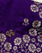 Purple Colour Vichitra Silk Cut Wok Border Saree