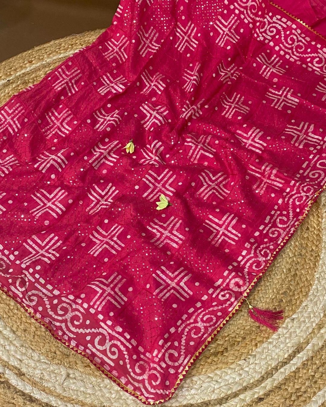 Pink Colour Batik Cotton Saree