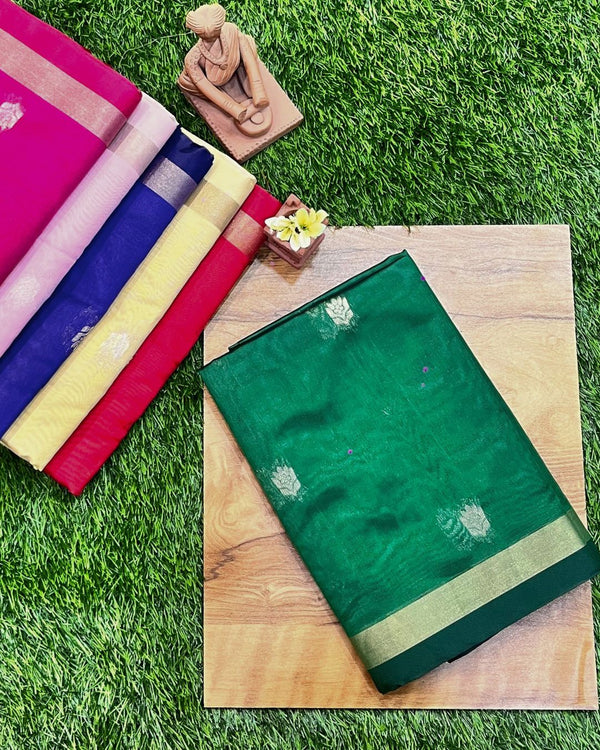 Green Colour Chanderi Cotton Saree