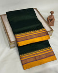 Dark Mehendi Green Colour Irkal/Ilkal Cotton Saree