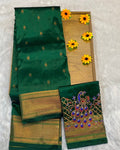 Green Colour Kalanjali Paithani with Aari Work Blouse
