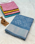 Blue Colour Cotton-Blend Bandhani Printed Saree