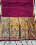 Wine Colour Cotton Jamdani Saree with Sequin Work