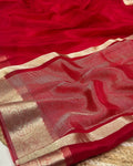 Red Colour Organza Zari Border Saree