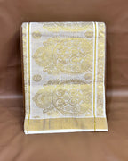 Off White Colour Kerala Cotton Plain Saree with Rich Pallu