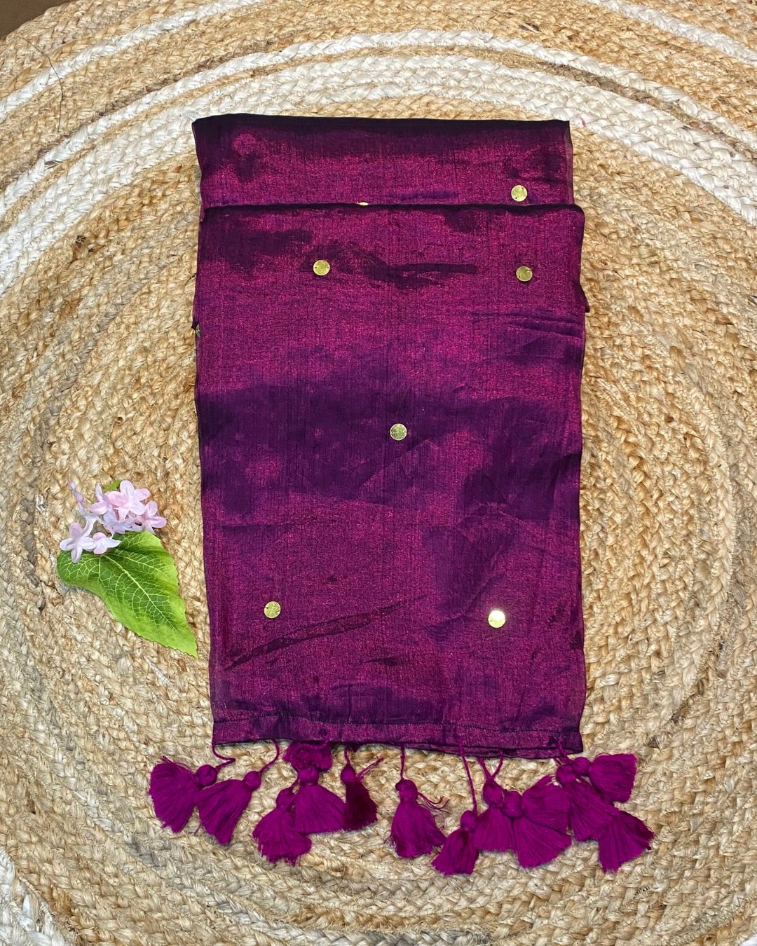 Wine Colour Raga Tissue Silk Saree