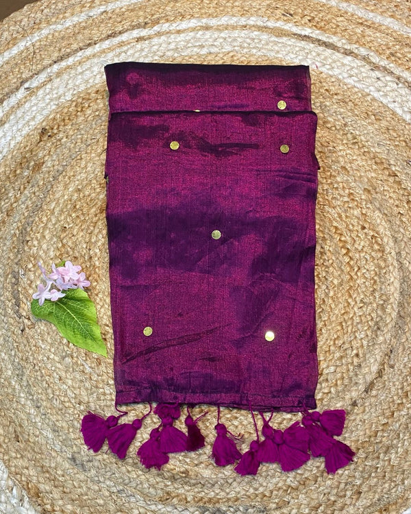Wine Colour Raga Tissue Silk Saree