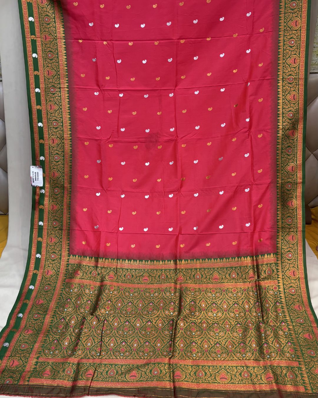 Deep Pink Colour Silk Paithani Saree with Contrast Blouse