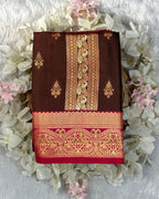 Coffee Brown Colour Semi Silk Contrast Border Zari Saree