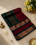Maroon Colour Gadwal Cotton Silk Saree