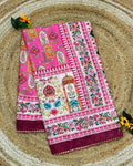 Viscose Pink Colour Digital Patchwork Printed Saree