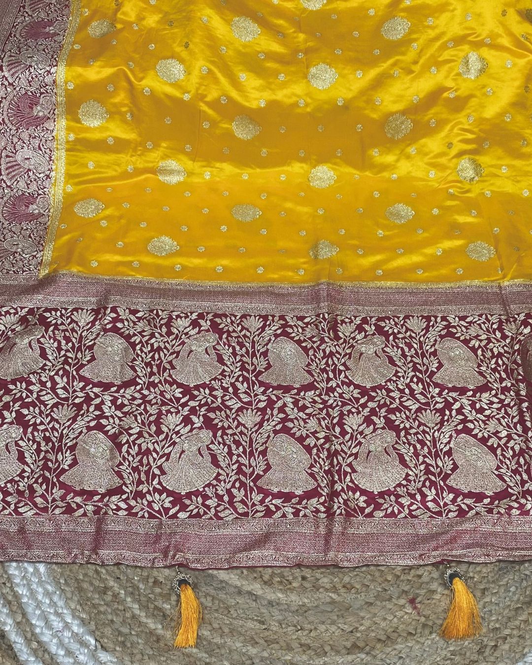 Yellow Colour Soft Satin Silk Saree with Contrast Blouse Piece