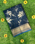 Petrol Blue Colour Viscose Saree