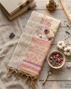 Off White Colour Digital Printed Cotton Saree