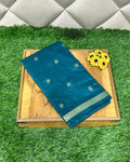 Teal Blue Colour Maheshwari Cotton Saree M15186