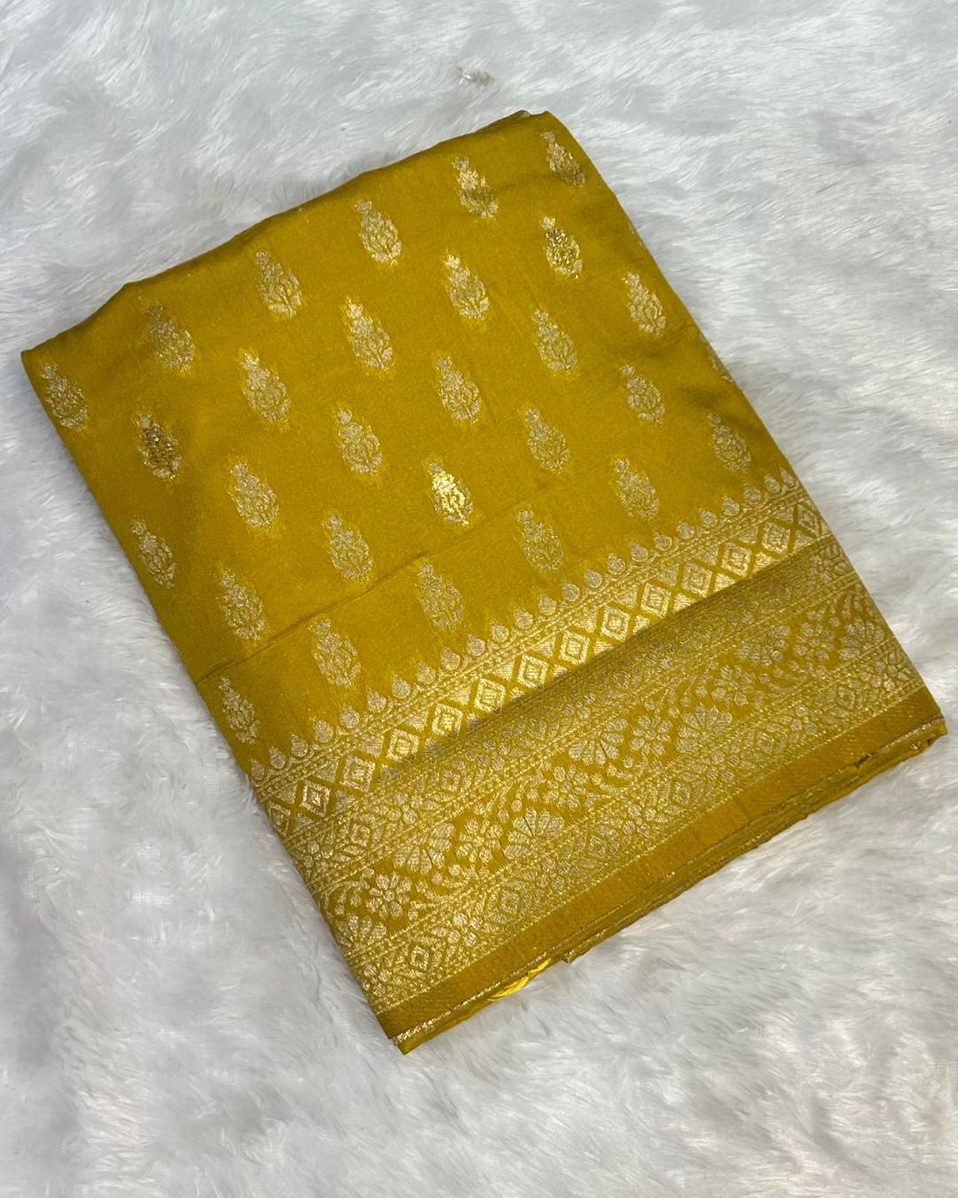 Golden Yellow Colour Dola Silk Saree
