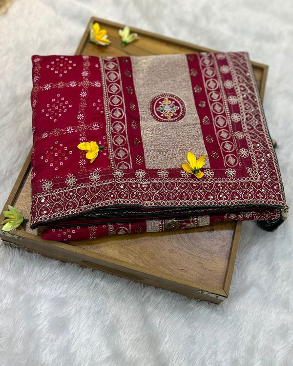 Cherry Pink Colour Crunchy Silk Work Saree