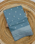 Teal Blue Colour Cotton Saree