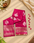 Rani Pink Colour Semi-Silk Saree with Rich Zari Pallu