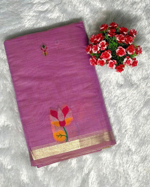 Lavender Colour Jamdani Cotton Saree