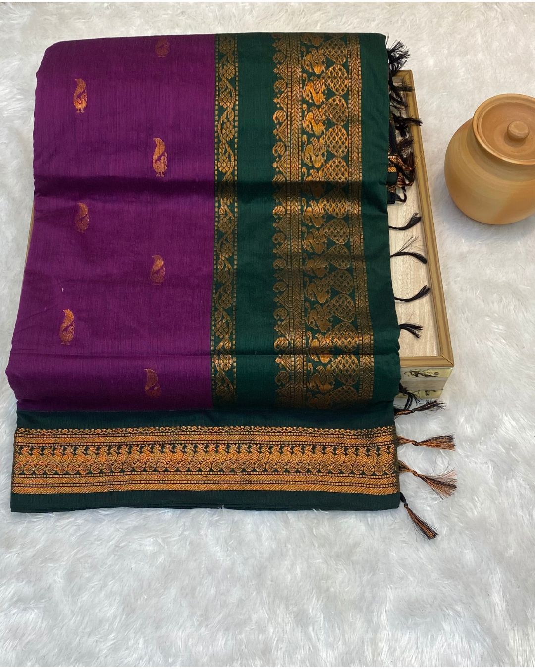Purple Colour Gadwal Cotton Silk Saree