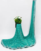 Pista Colour Bandhani Georgette lace Border Saree